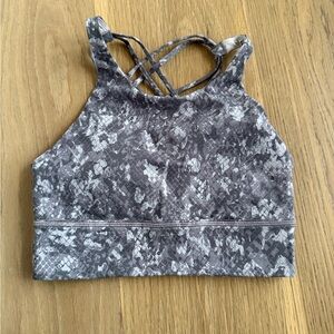 lululemon athletica Gray Patterned Longline Sports Bra